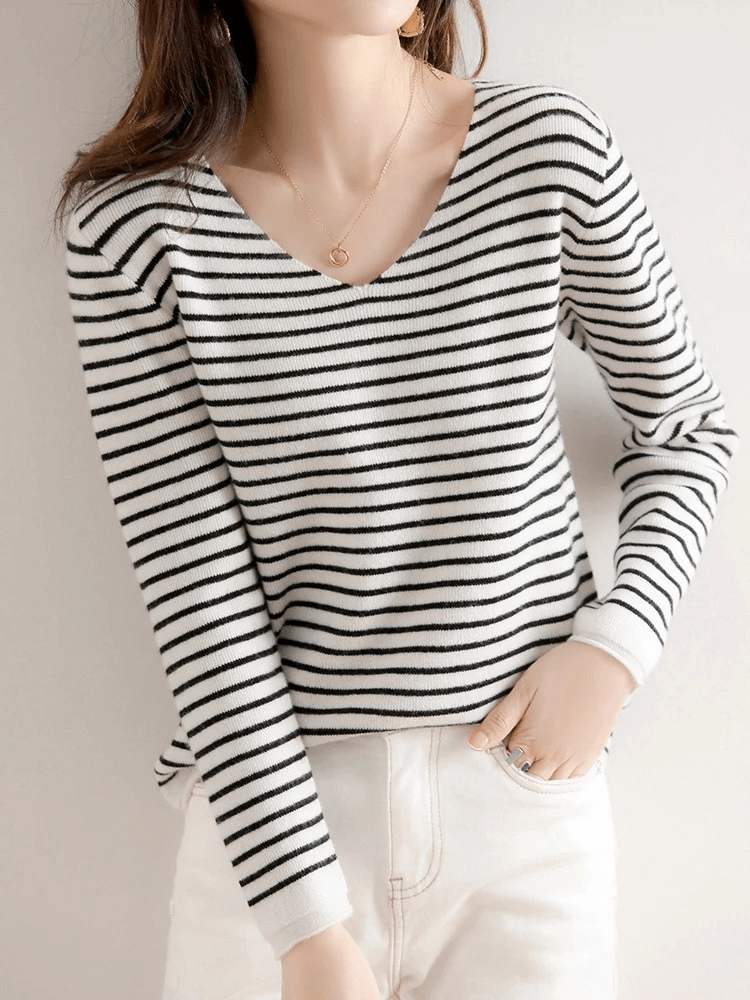 Lässiger gestreifter Pullover für Frauen