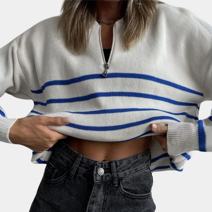 Lässiger gestreifter Pullover für Frauen