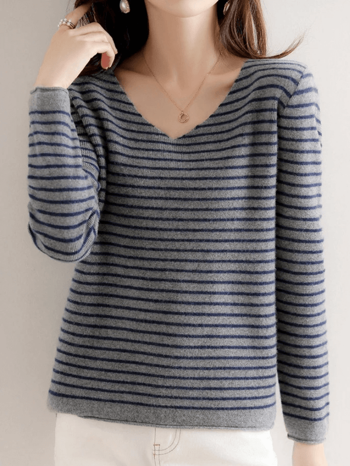 Lässiger gestreifter Pullover für Frauen