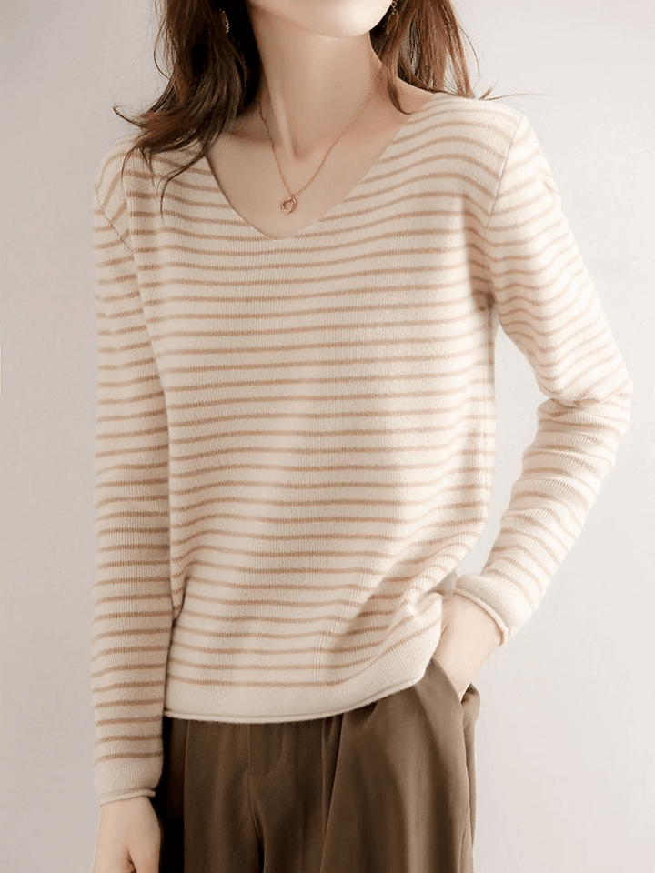 Lässiger gestreifter Pullover für Frauen