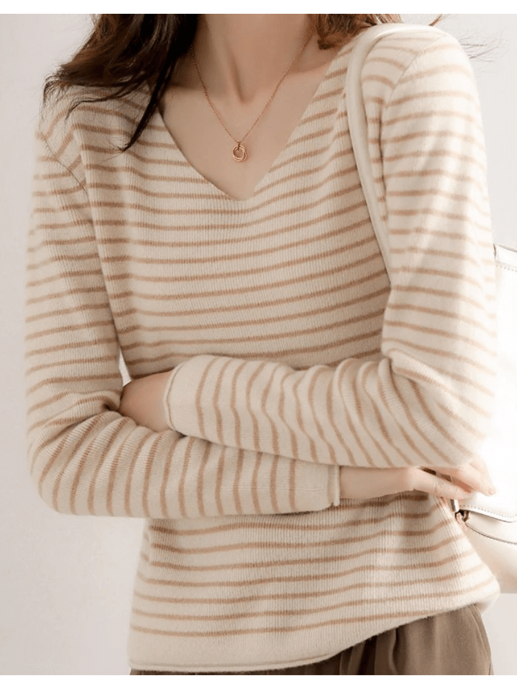 Lässiger gestreifter Pullover für Frauen