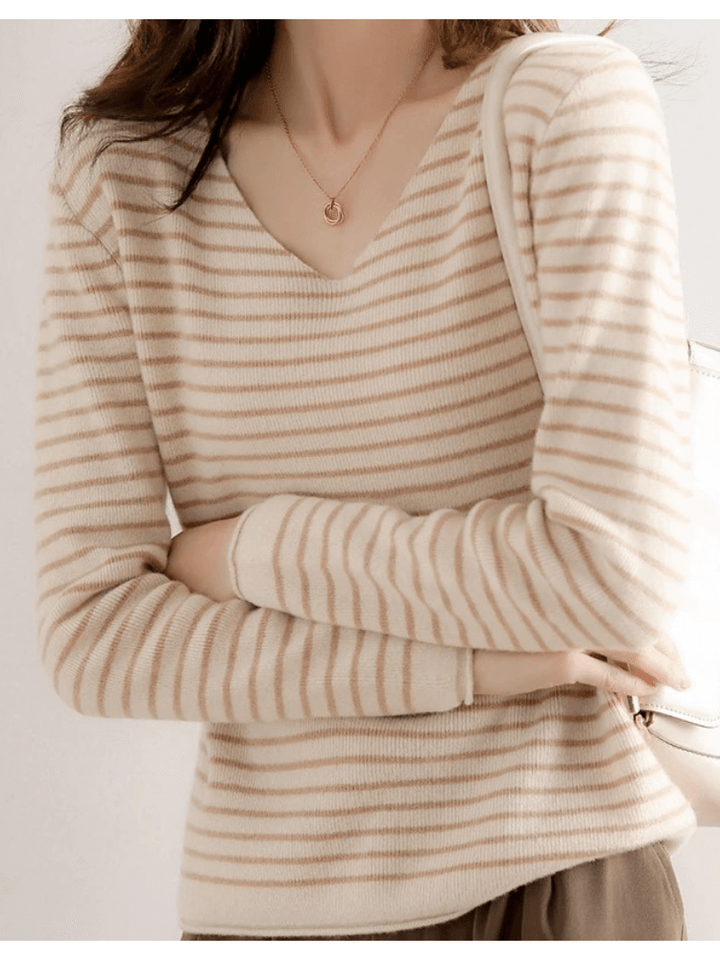Lässiger gestreifter Pullover für Frauen