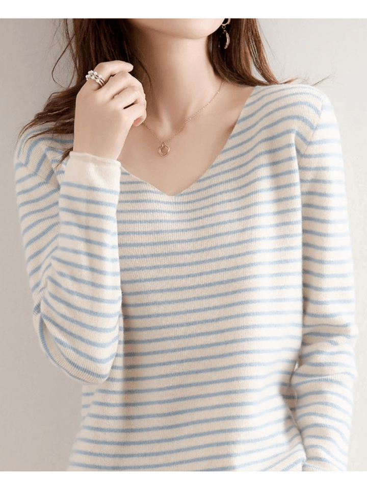 Lässiger gestreifter Pullover für Frauen