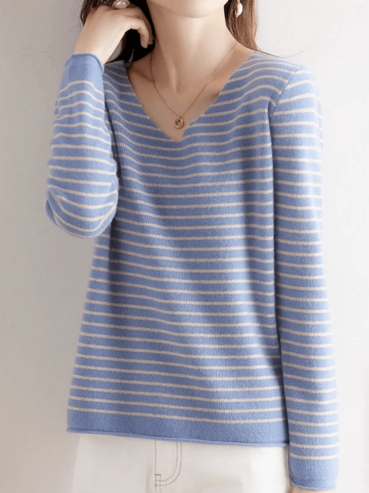 Lässiger gestreifter Pullover für Frauen