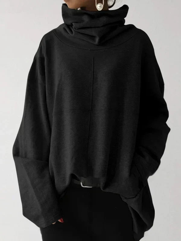 Lässiger, unifarbener Rollkragenpullover mit langen Ärmeln