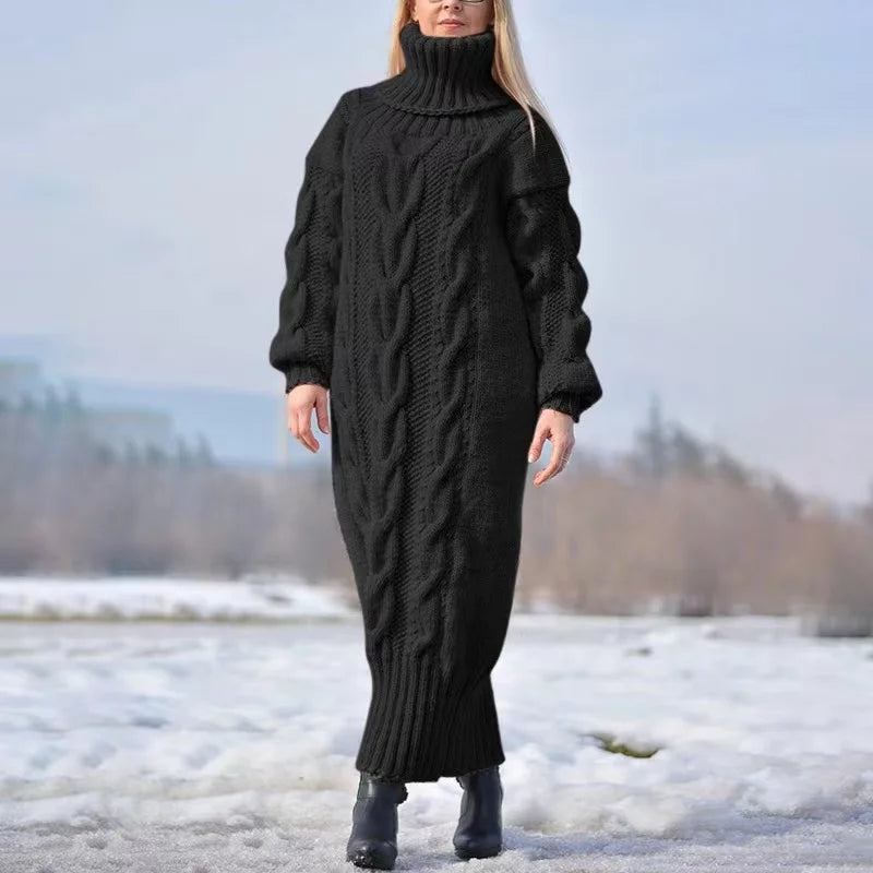 Lässiges Strickkleid mit Rollkragen