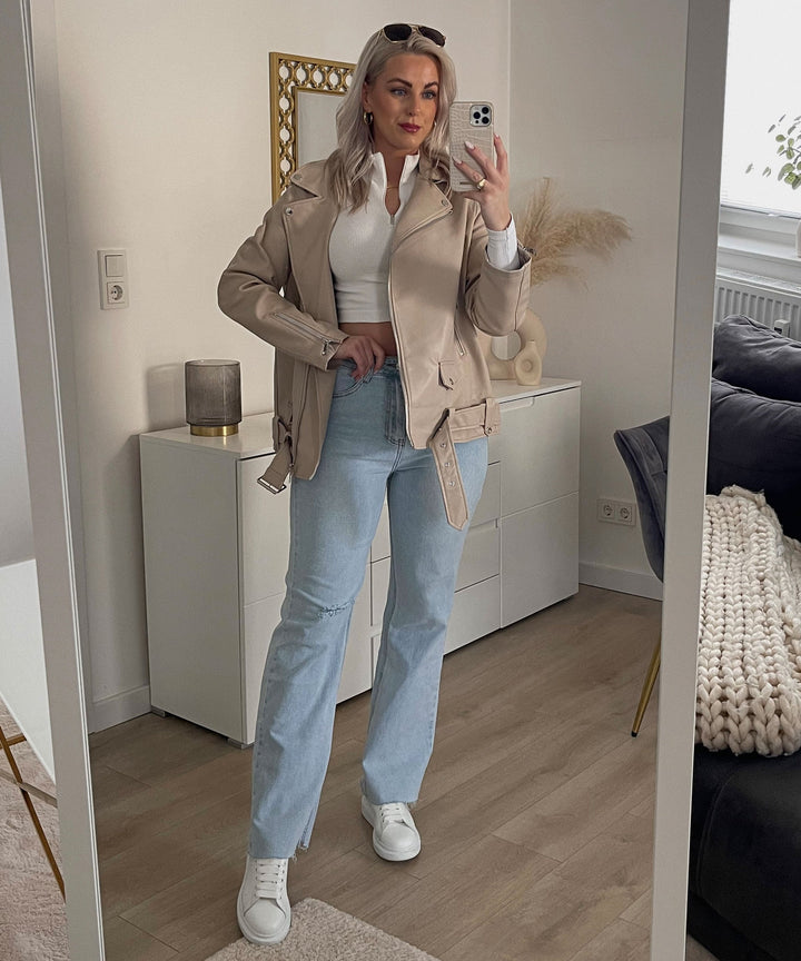 Lederjacke Valea Beige  Ladypolitan ♡   