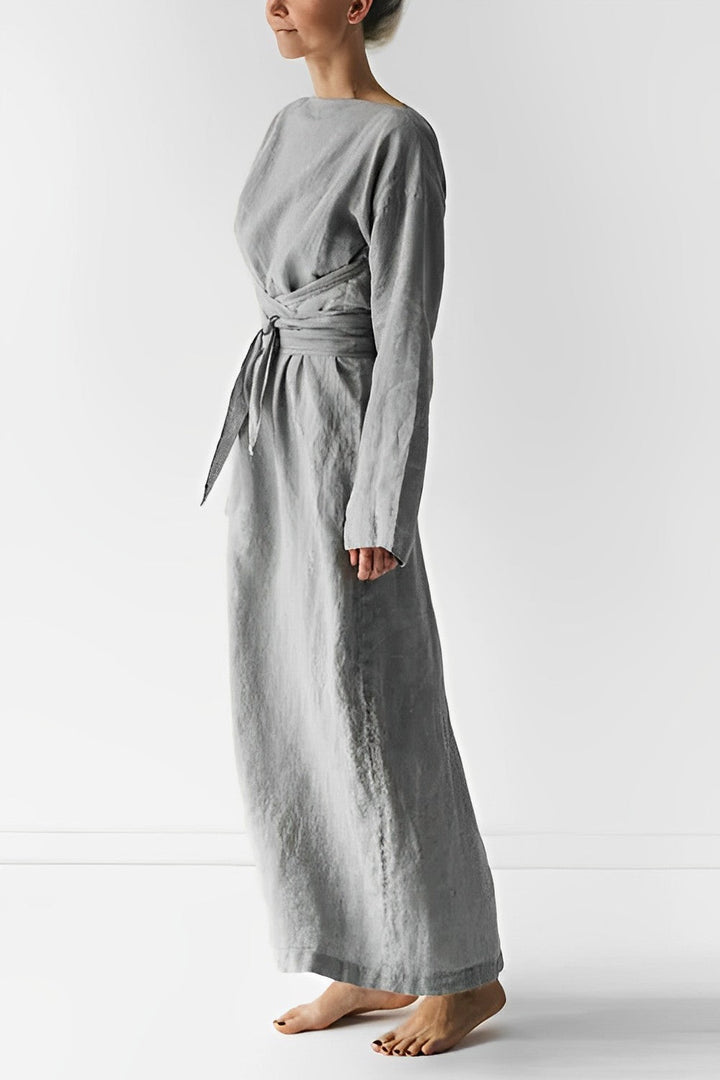 Leinen Wickel Maxikleid - Lozenda