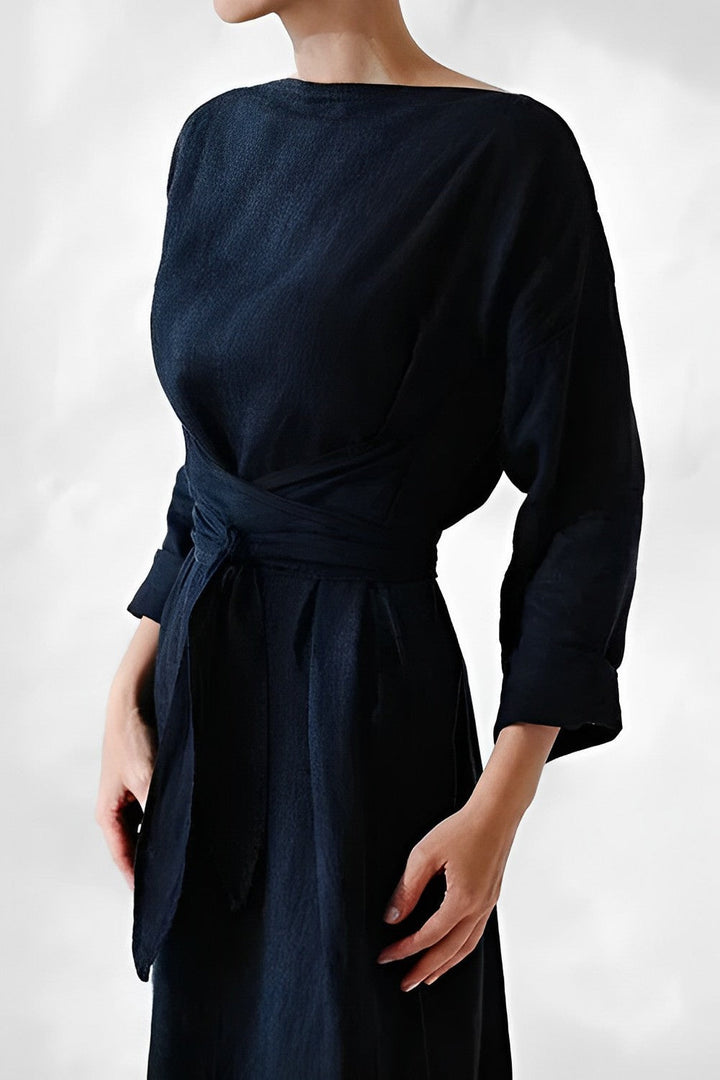 Leinen Wickel Maxikleid - Lozenda