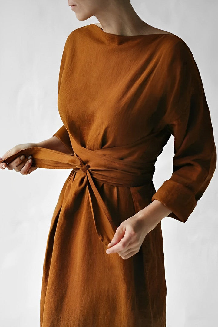 Leinen Wickel Maxikleid - Lozenda