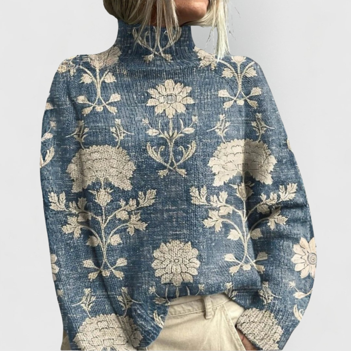 Barbara | Damen Natur Druck Gemütlich Strick Pullover