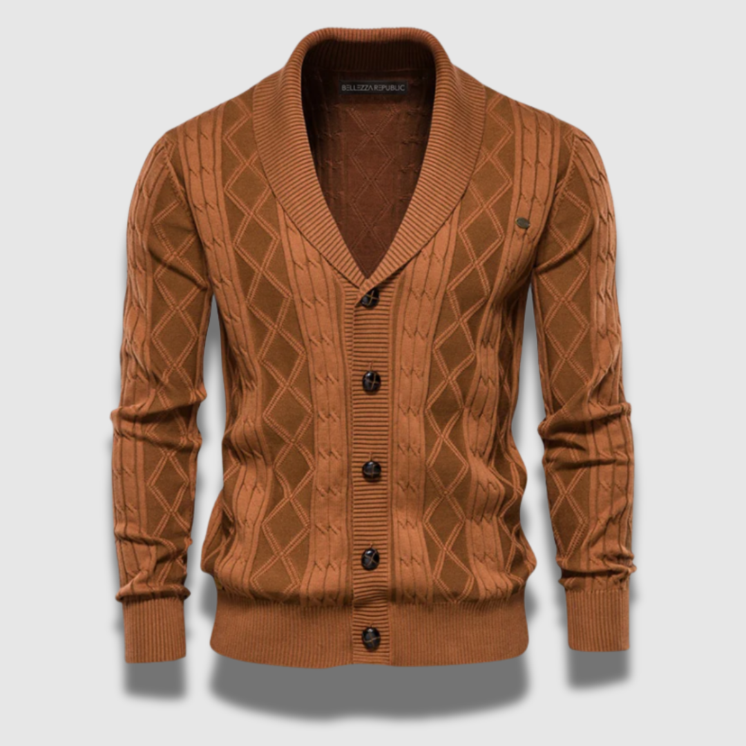 Cardigan Uomo in Maglia Motivo Geometrico Regular Fit