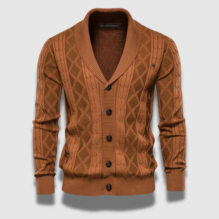 Cardigan Uomo in Maglia Motivo Geometrico Regular Fit