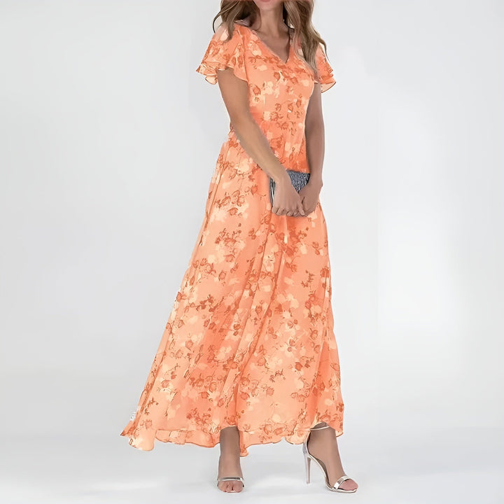 Liora | Zartes Aquarell-Blumendruck Maxikleid Sommer für Damen 0