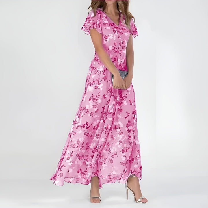 Liora | Zartes Aquarell-Blumendruck Maxikleid Sommer für Damen 4