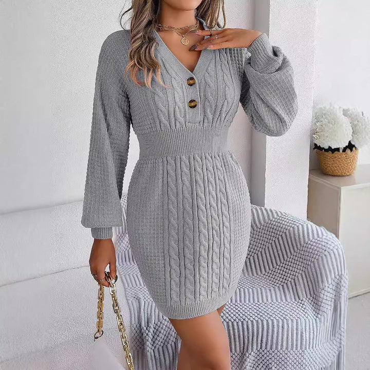 Lisa - Damen Zopfmuster Strickkleid