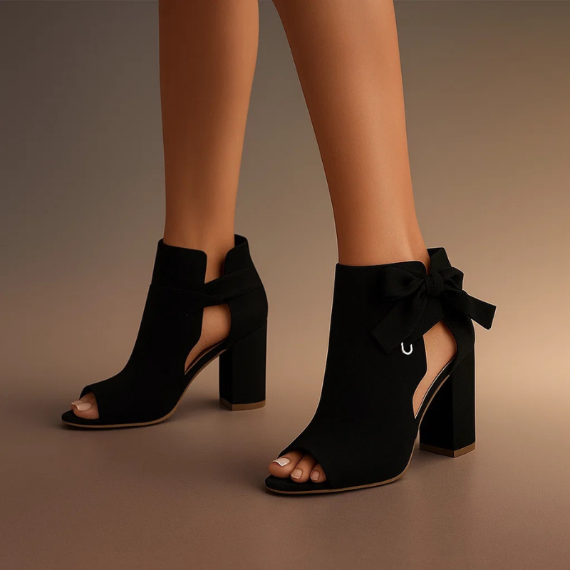 Livia | Elegante Damen Sandalen Peeptoe mit Zierschleife 3