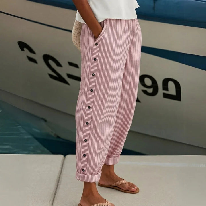 Livia | Elegante Hochtaillierte Gestreifte Damenhose 2