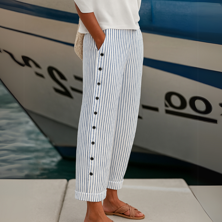 Livia | Elegante Hochtaillierte Gestreifte Damenhose 3