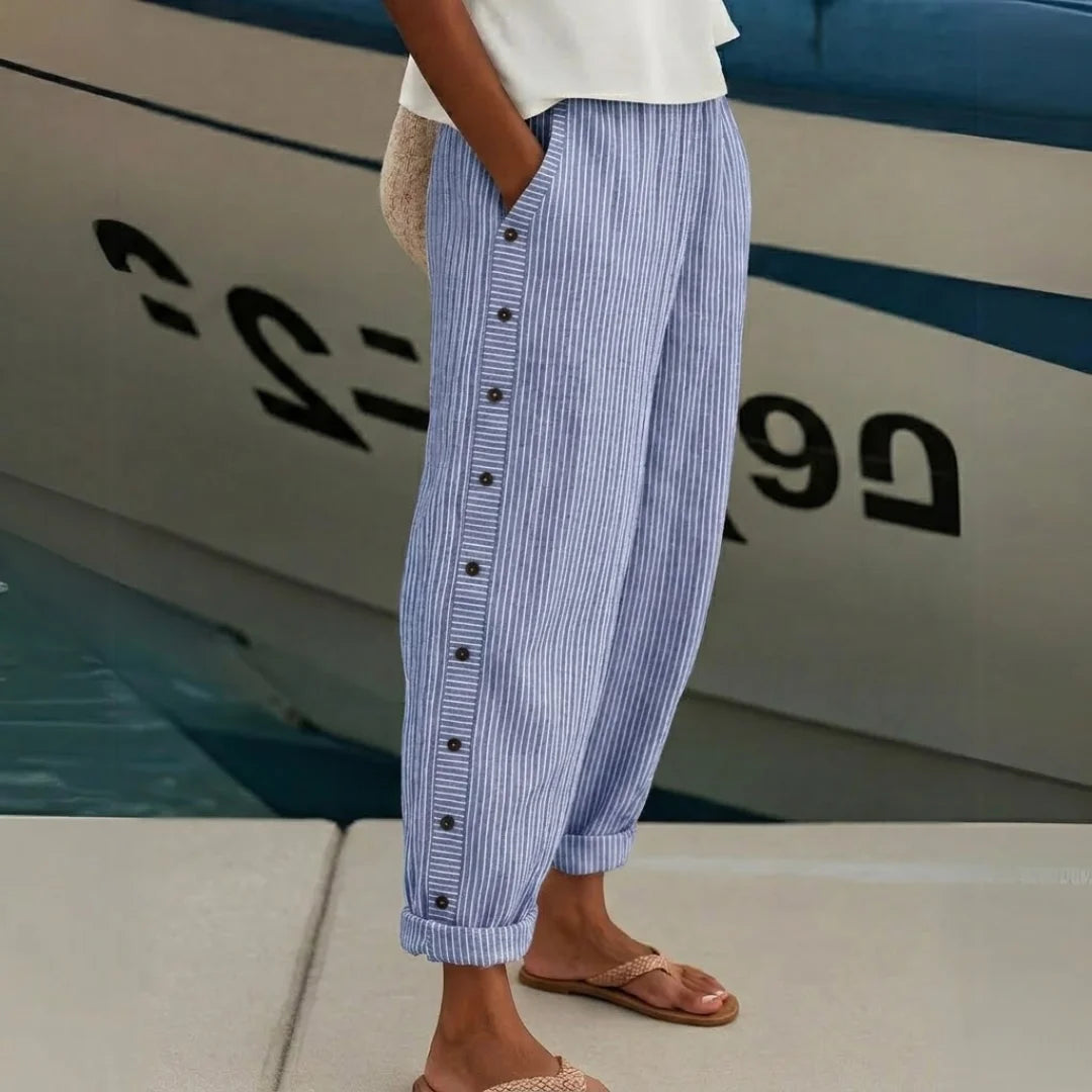 Livia | Elegante Hochtaillierte Gestreifte Damenhose 4