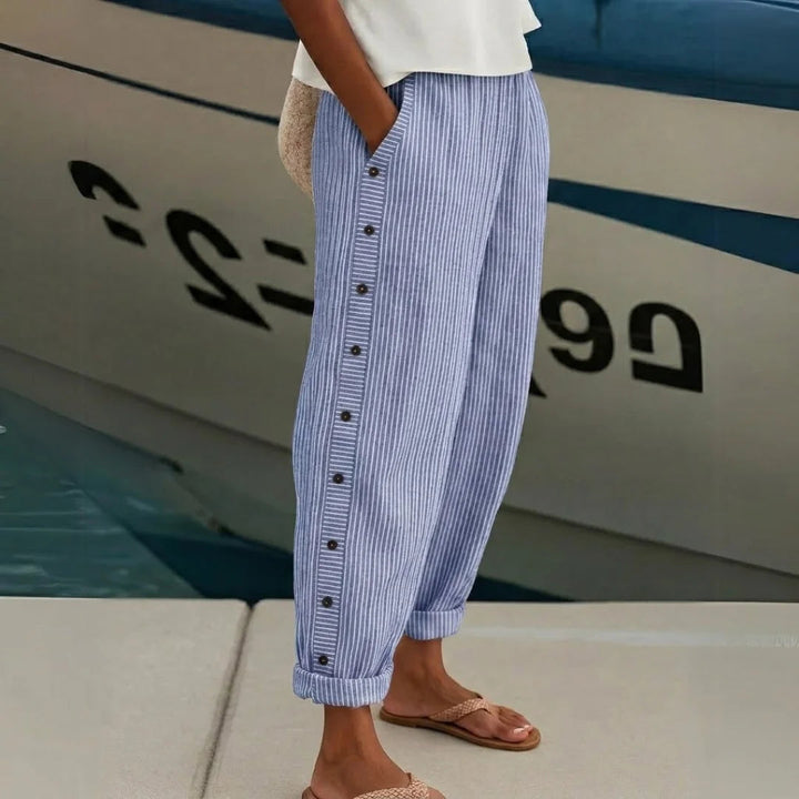 Livia | Elegante Hochtaillierte Gestreifte Damenhose 4
