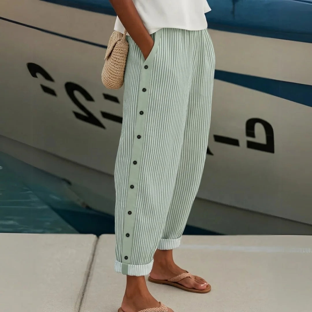 Livia | Elegante Hochtaillierte Gestreifte Damenhose 5