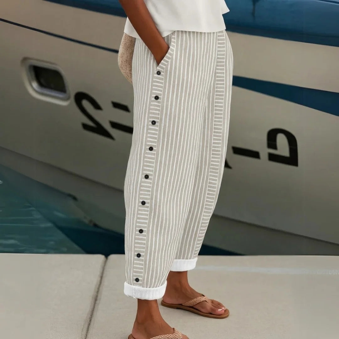 Livia | Elegante Hochtaillierte Gestreifte Damenhose 6