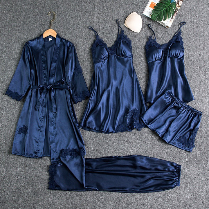 Livia | Elegantes Fünfteiliges Damen Pyjama-Set Schlafanzug Damen 0