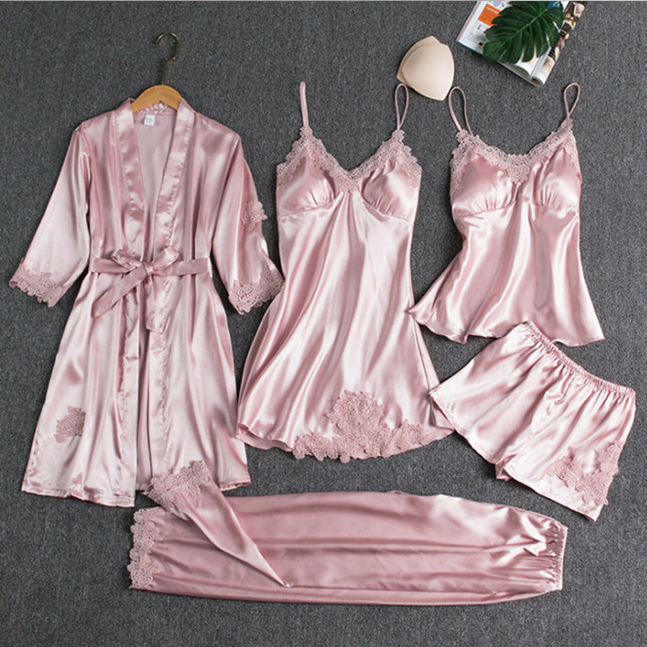 Livia | Elegantes Fünfteiliges Damen Pyjama-Set Schlafanzug Damen 2
