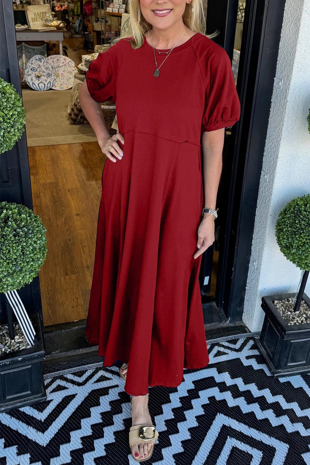 Livia | Elegantes Maxikleid Sommer mit Puffärmeln 8
