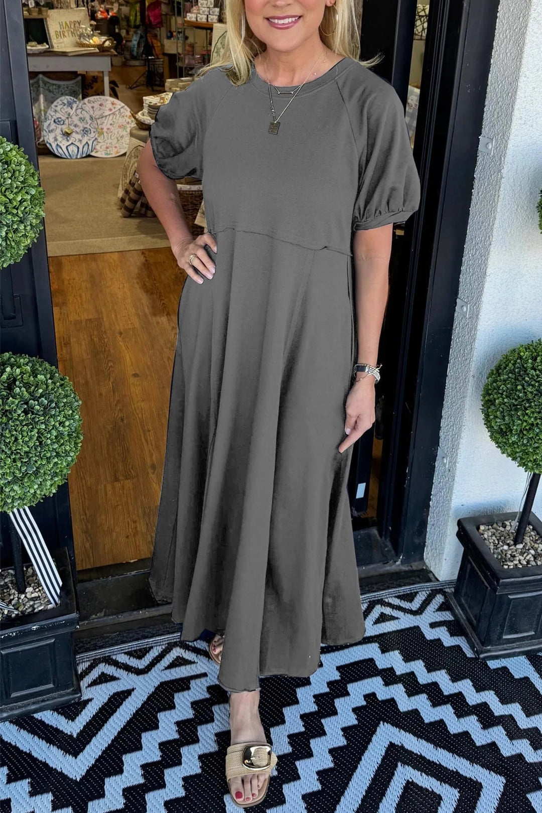 Livia | Elegantes Maxikleid Sommer mit Puffärmeln 9