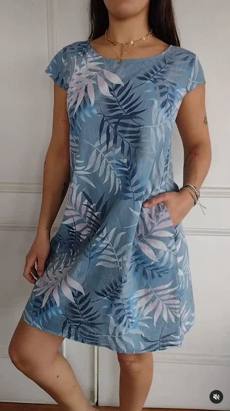 Livia | Leichtes Damenkleid mit Botanischem Druck und Taschen 10