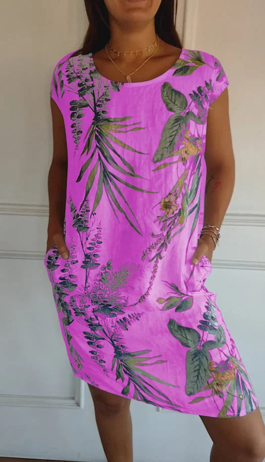 Livia | Leichtes Damenkleid mit Botanischem Druck und Taschen 4