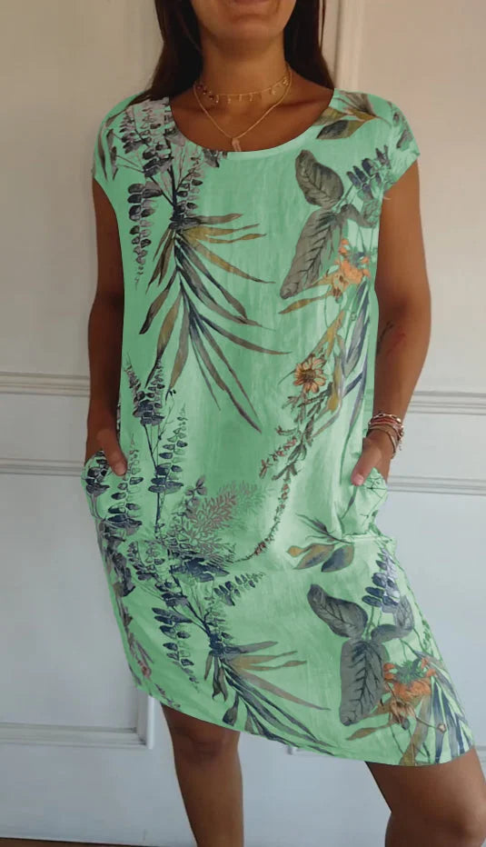 Livia | Leichtes Damenkleid mit Botanischem Druck und Taschen 5