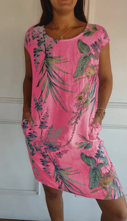 Livia | Leichtes Damenkleid mit Botanischem Druck und Taschen 6