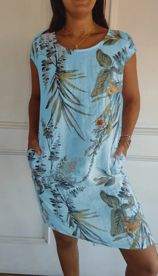 Livia | Leichtes Damenkleid mit Botanischem Druck und Taschen 7