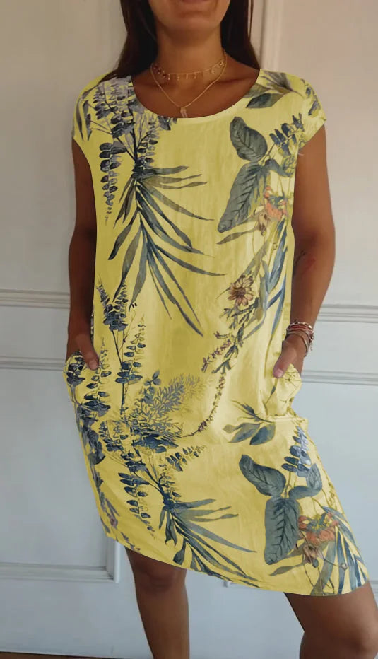 Livia | Leichtes Damenkleid mit Botanischem Druck und Taschen 8