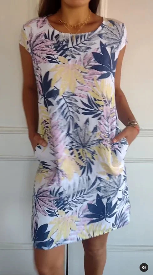 Livia | Leichtes Damenkleid mit Botanischem Druck und Taschen 9