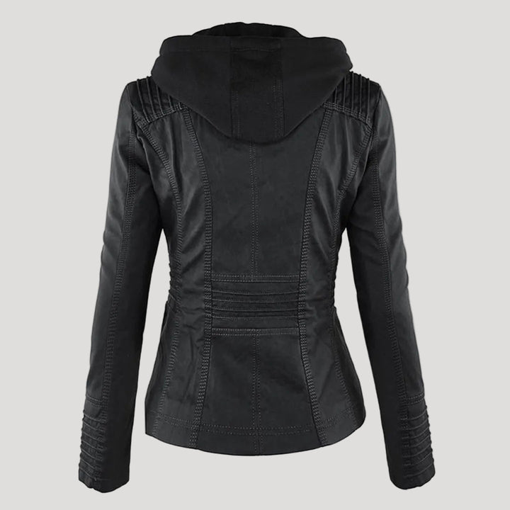 Doreen | Stilvolle und elegante Lederjacke mit Kapuze