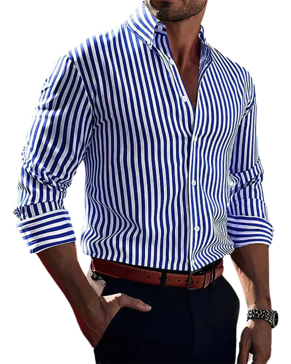 Lorenzo | Elegantes Gestreiftes Herrenhemd Langarm 0