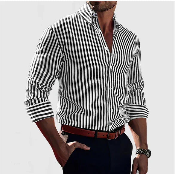 Lorenzo | Elegantes Gestreiftes Herrenhemd Langarm 1