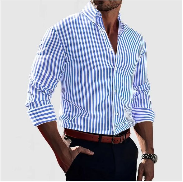Lorenzo | Elegantes Gestreiftes Herrenhemd Langarm 3