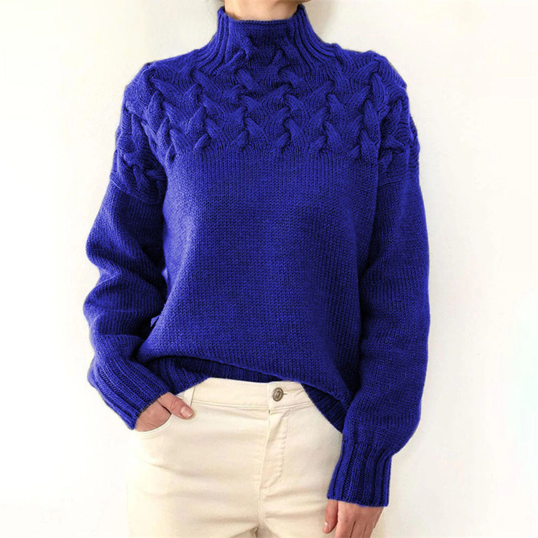 Lozenda - Damen-Rollkragenpullover aus Strick, weiches Modell mit langer Passform