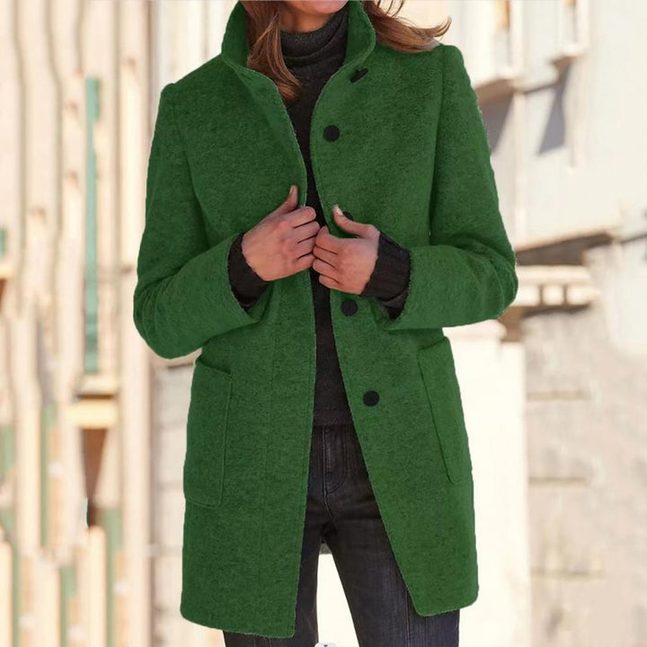 Lozenda - Elegante lange Jacke mit Stehkragen