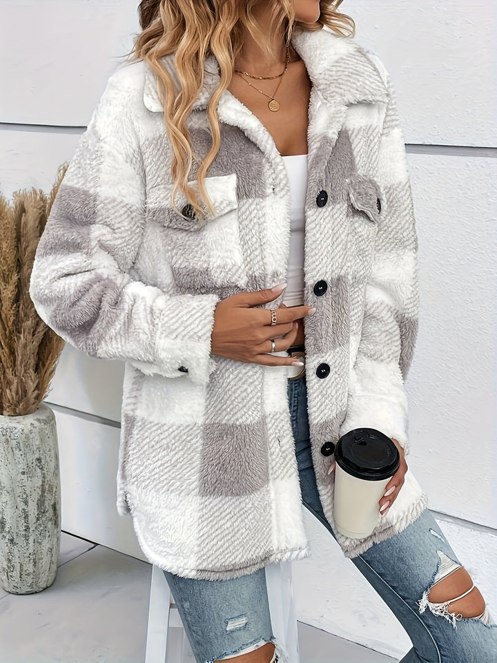Lozenda - Gemütliche, Karierte Freizeitjacke Mit Knopfleiste