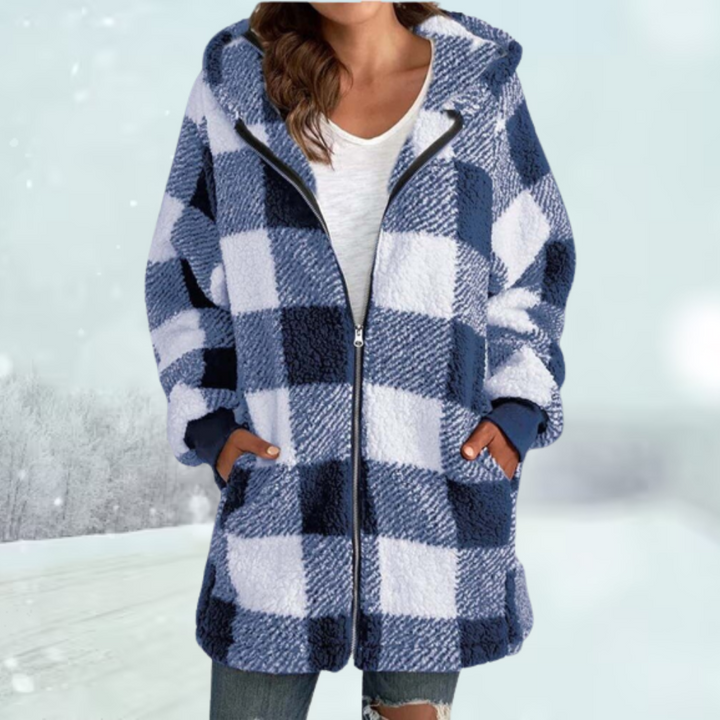 Lozenda - Gemütliche karierte Winterjacke mit Kapuze