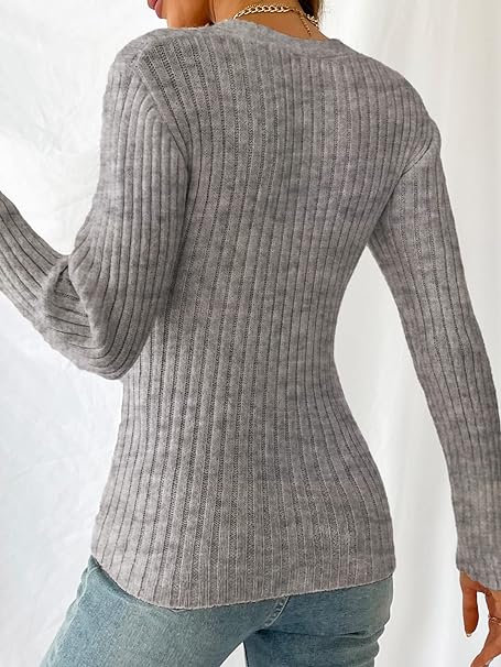 Lozenda - Gerippter Strickpullover mit Wickeloptik