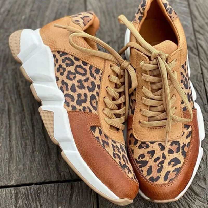 Lozenda - Lässige Vulkanisierte Leoparden-sneakers Mit Dicker Sohle
