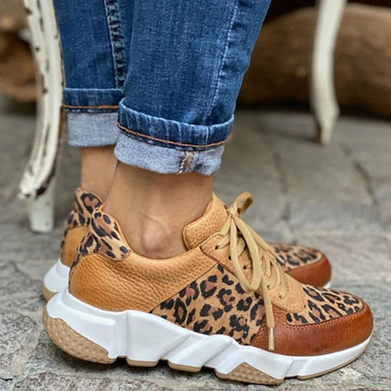 Lozenda - Lässige Vulkanisierte Leoparden-sneakers Mit Dicker Sohle