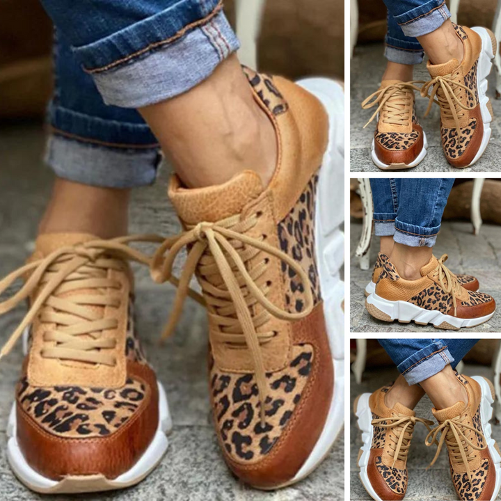 Lozenda - Lässige Vulkanisierte Leoparden-sneakers Mit Dicker Sohle